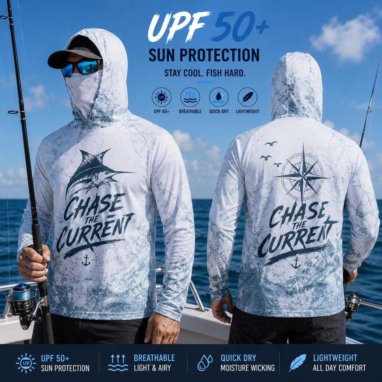 Fishing Hoodie Shirt Men Long  – Fishing Mask Sun Protection recenzja i cena
