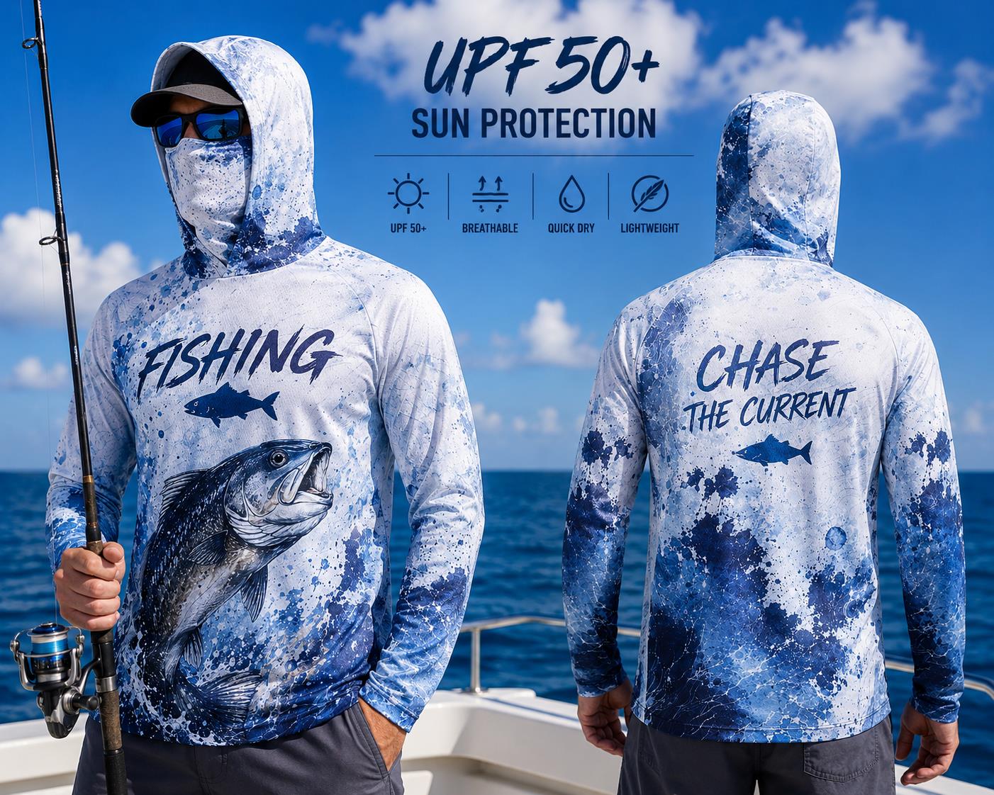 Fishing Hoodie Shirt Men Long  – Fishing Mask Sun Protection recenzja i cena