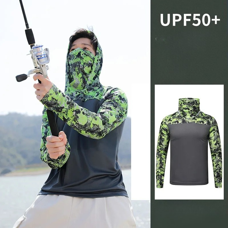Fishing Shirt Hooded Men Sunsc – Fishing Mask Sun Protection recenzja i cena