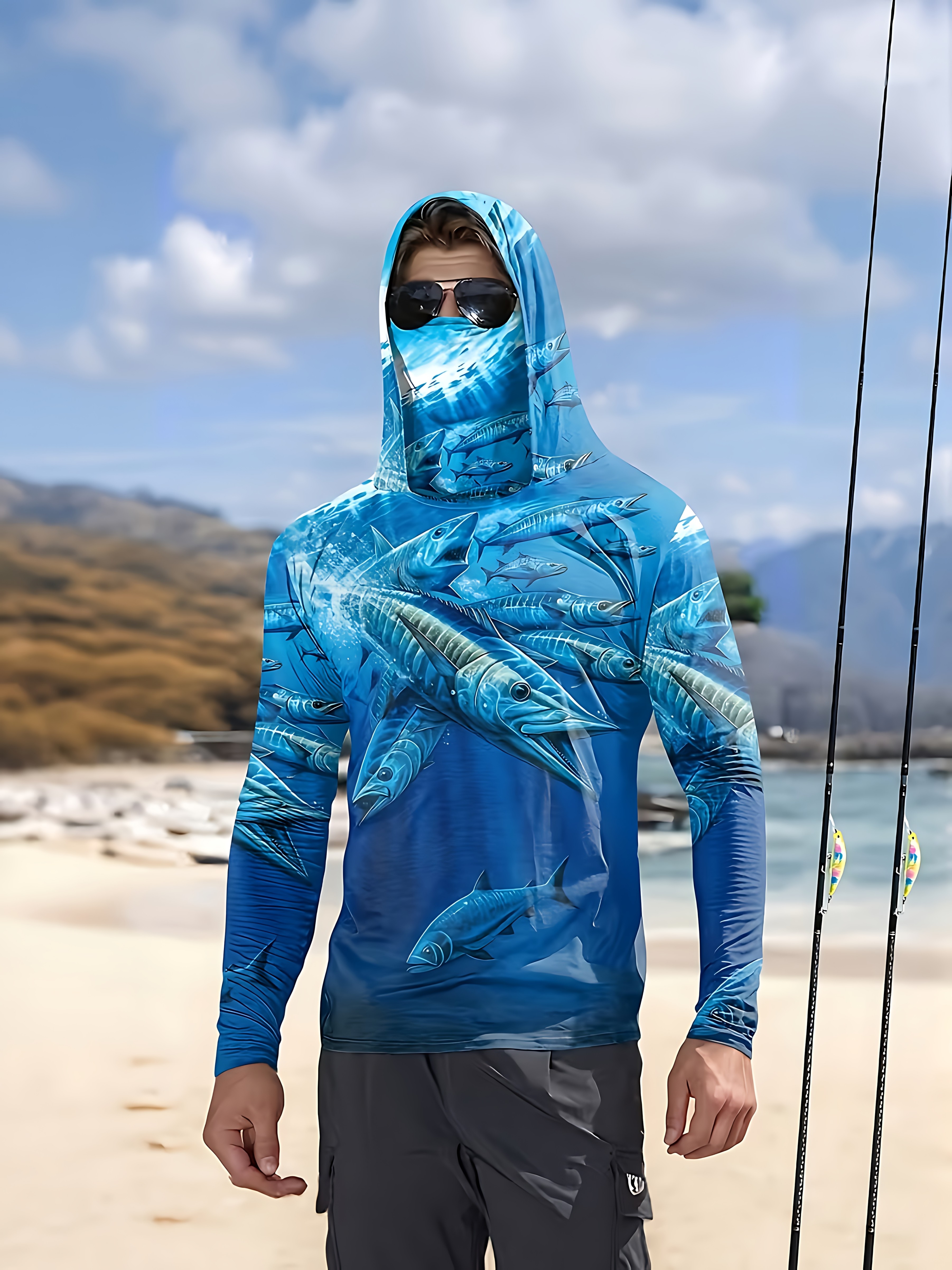 Fishing Shirt Hooded Men Fishi – Fishing Mask Sun Protection recenzja i cena
