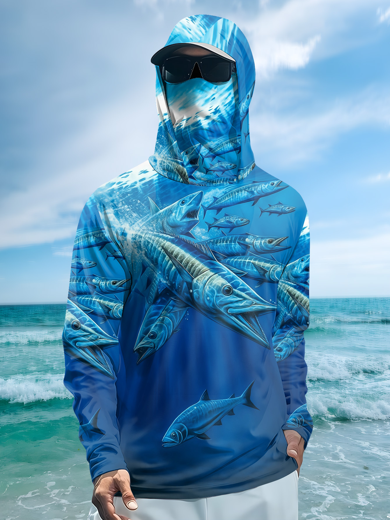Men Hood Fishing Shirt long sl – Fishing Shirt Uv Protection recenzja i cena